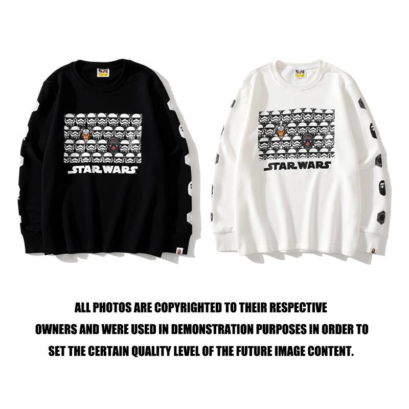 Bathing Ape Sweatshirts Ape Head and Star Wars White Warrior Loose Casual Couple Pullover Sweatshirt
