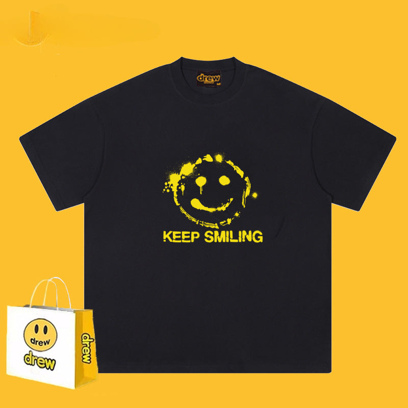 Drew T-shirts Smiley Face Short Sleeve Fashion Printed T-shirt