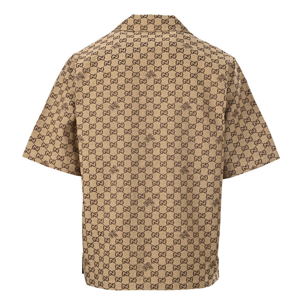 GUCCI Monogram Embroidered "Year of the Horse" Badge Cuban Collar Shirt