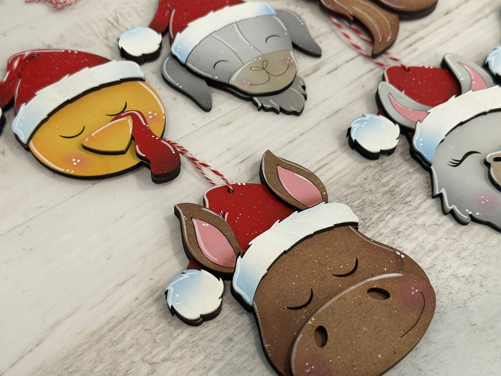 Farm Santa Christmas Ornament File SVG, Glowforge, Horse, Duck, Highland, Pig, LLama, Chicken, Donkey Goat Baby's First, LuckyHeartDesignsCo