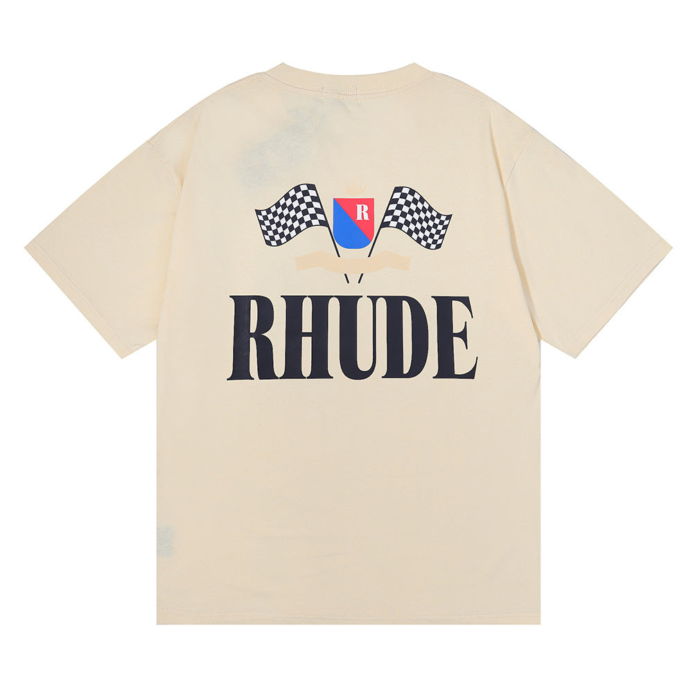 Rhude T-shirt Alphabet Flag Print Short Sleeve T-shirt
