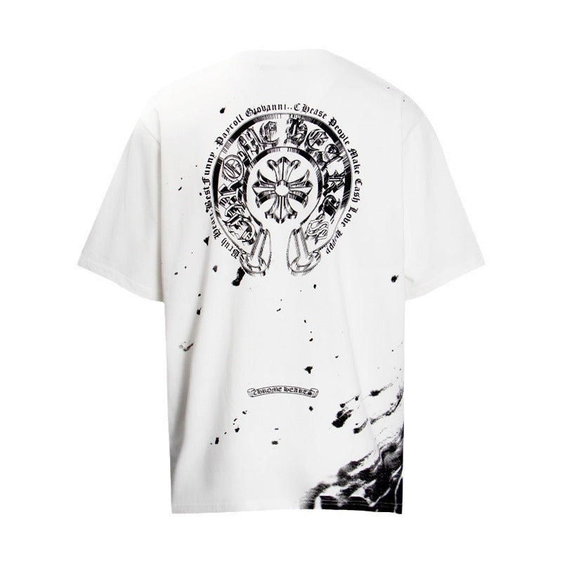 Chrome Heart T Shirts Croix Cross Horseshoe Scroll Sanskrit Short Sleeve