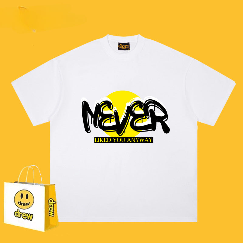 Drew T-shirts Smiley Face Short Sleeve Loose round Neck Short Sleeve
