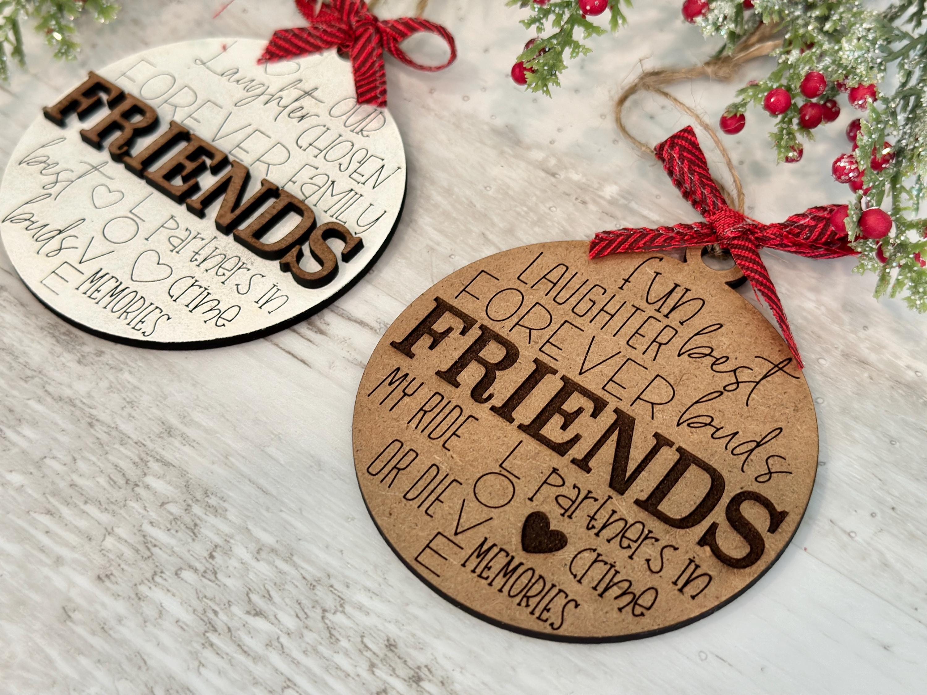 Friends Word Art Christmas Ornament File SVG, Glowforge, Keychain Tag, Stocking, Gift, LuckyHeartDesignsCo