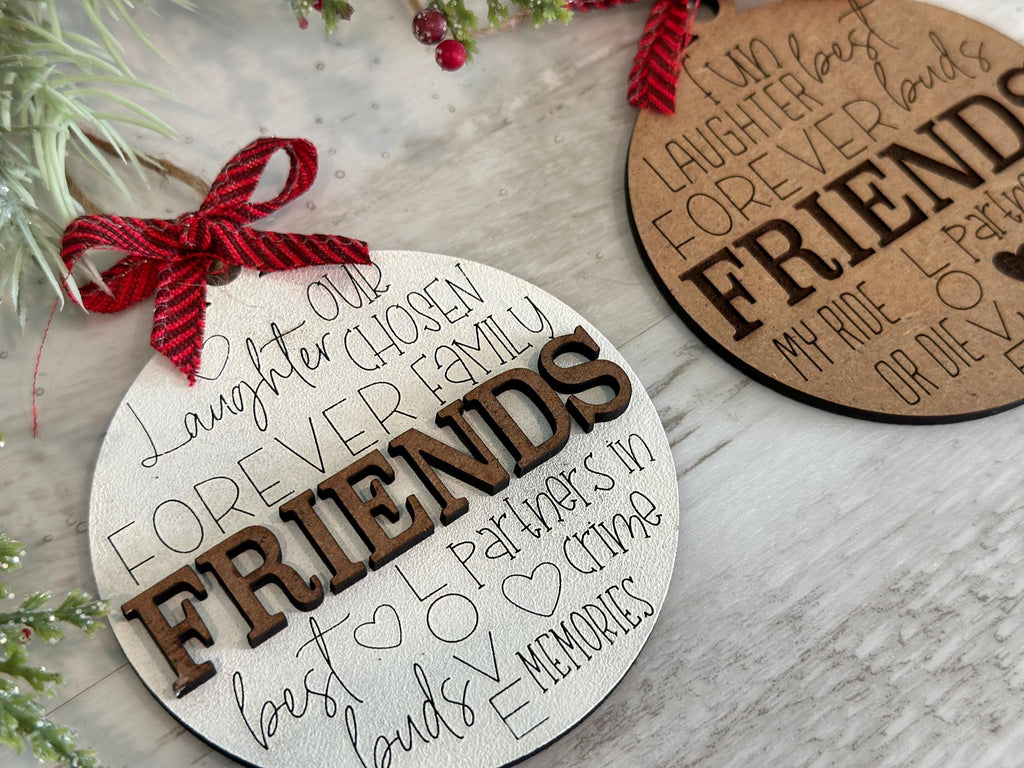Friends Word Art Christmas Ornament File SVG, Glowforge, Keychain Tag, Stocking, Gift, LuckyHeartDesignsCo